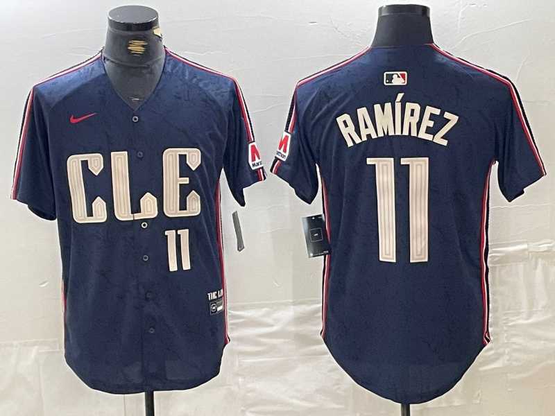 Men%27s Cleveland Guardians #11 Jose Ramirez Number Navy 2024 City Connect Limited Stitched Jersey->cleveland guardians->MLB Jersey